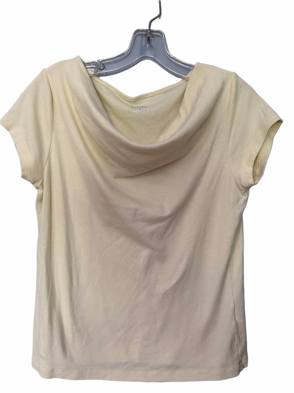 Elie Tahari Cream Cowl Neck Top Pima Cotton Blend Short Sleeve Minimalist Sz M - Picture 2 of 7